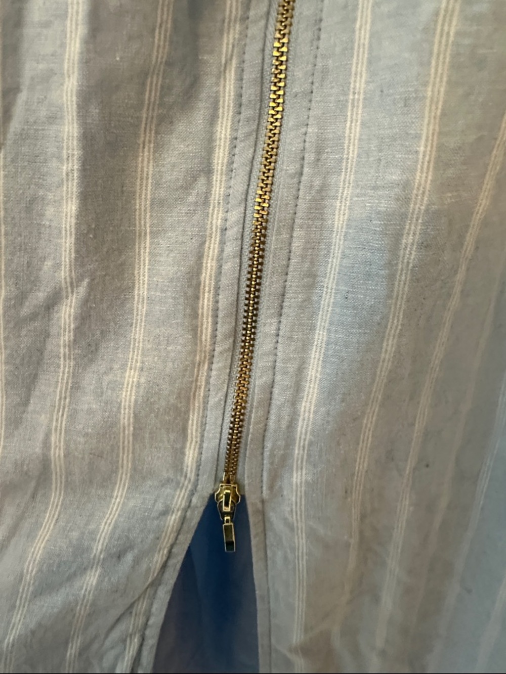 Anthropologie Light Blue Striped Midi Dress with Smocked Waist - Picture 4 of 5